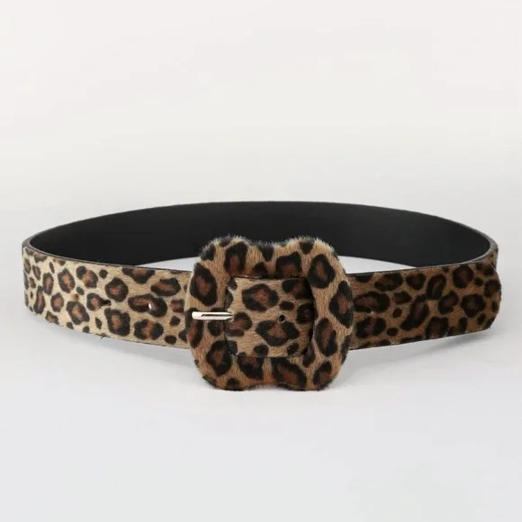 Fashion Colorblock Leopard Print Plush Belt Casual Waistband for Jeans - Picture 2 of 4